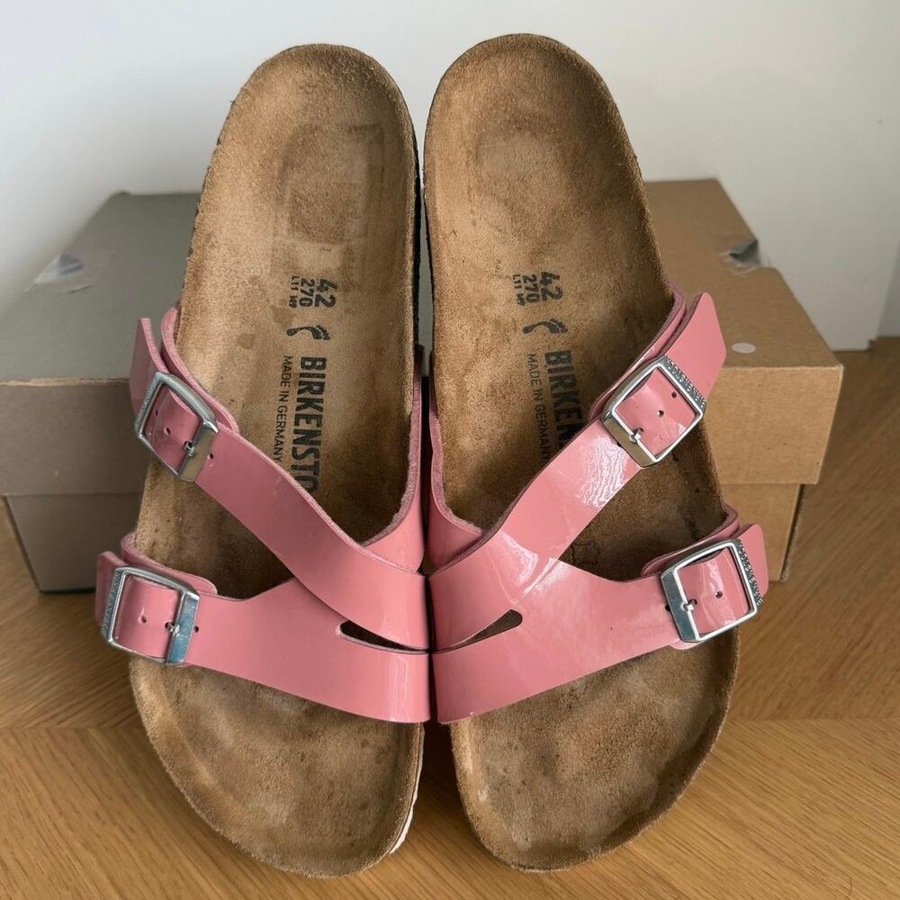 Birkenstock Yao Balance ‘Old Rose’ Patent Leather Unisex Sandals- SZ M 9- W 11 - Picture 3 of 9